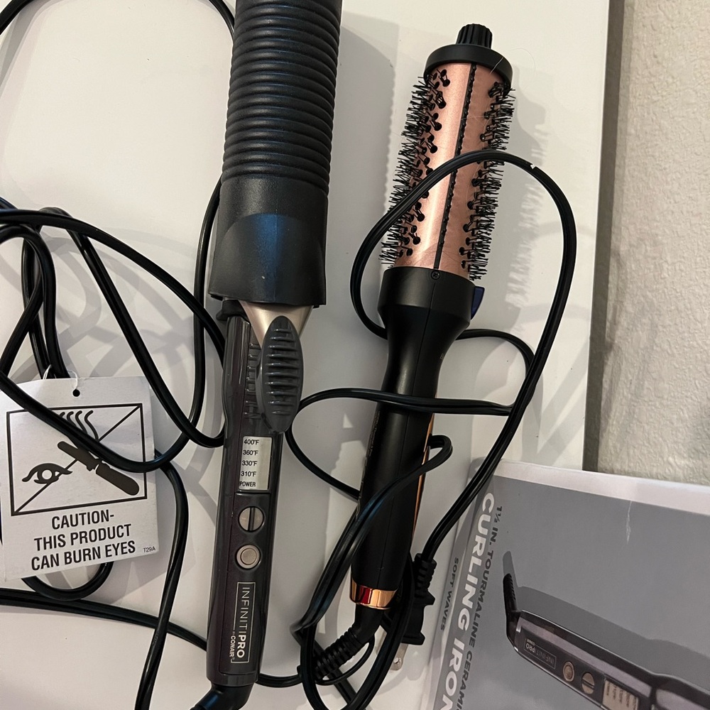 Black and Gold Curling Iron AND heated curling brush!